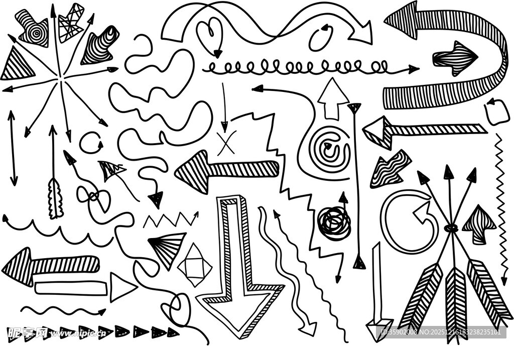 手绘箭头及装饰元素集合