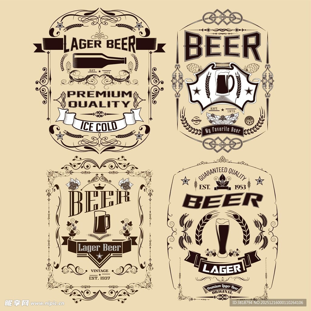 复古啤酒标签设计集合