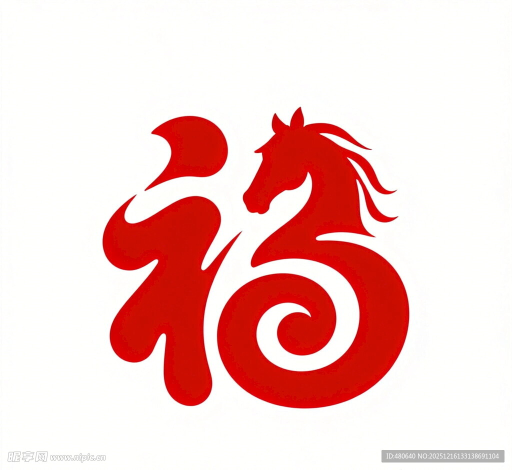 福字与马的创意艺术设计