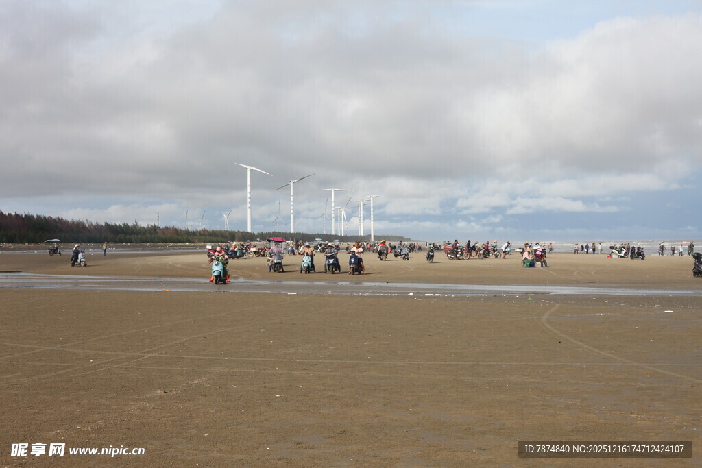 热闹的海滩人群景象