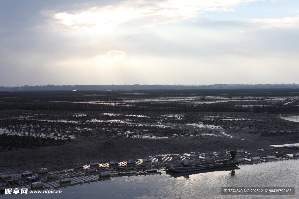 城市水域上空的开阔景象