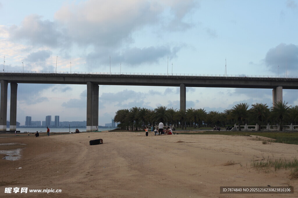 郊外大桥下的开阔场景