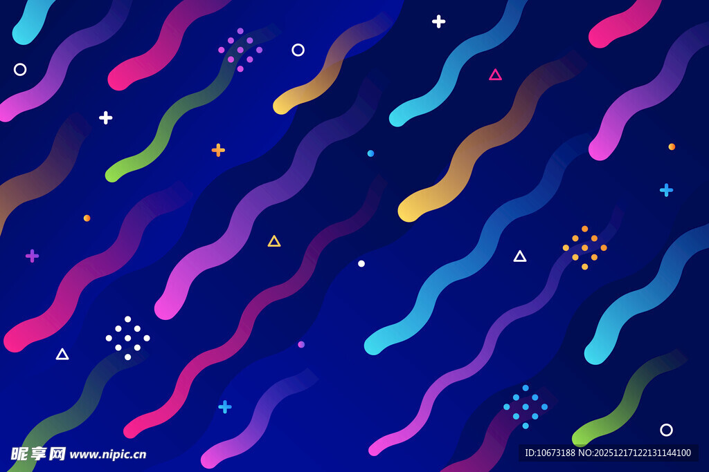 多彩波浪线条背景图案