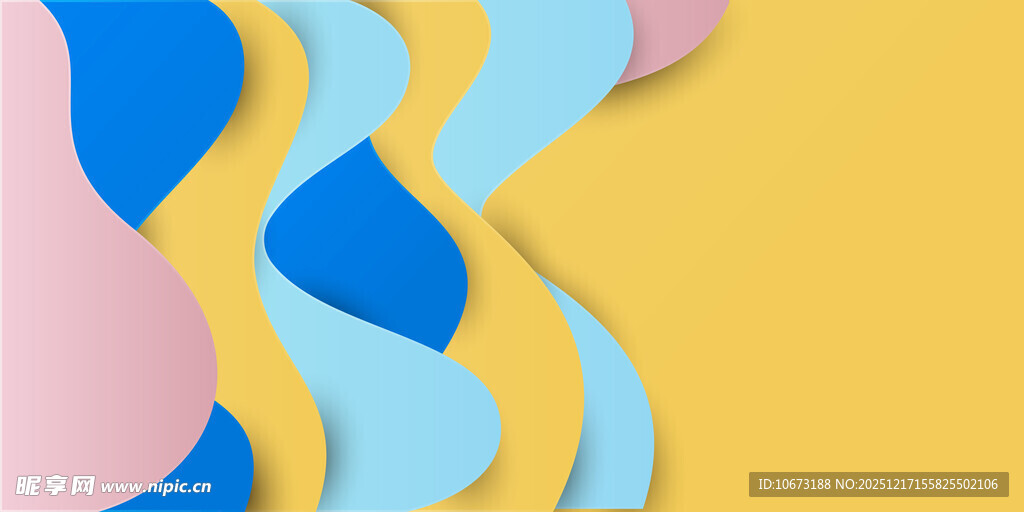 多彩波浪形纸片装饰画面