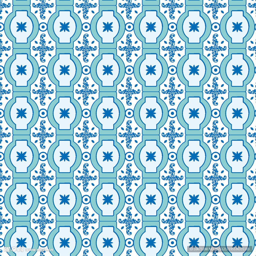 蓝白几何图案无缝背景图