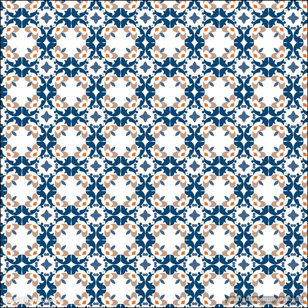 蓝白几何花纹图案设计