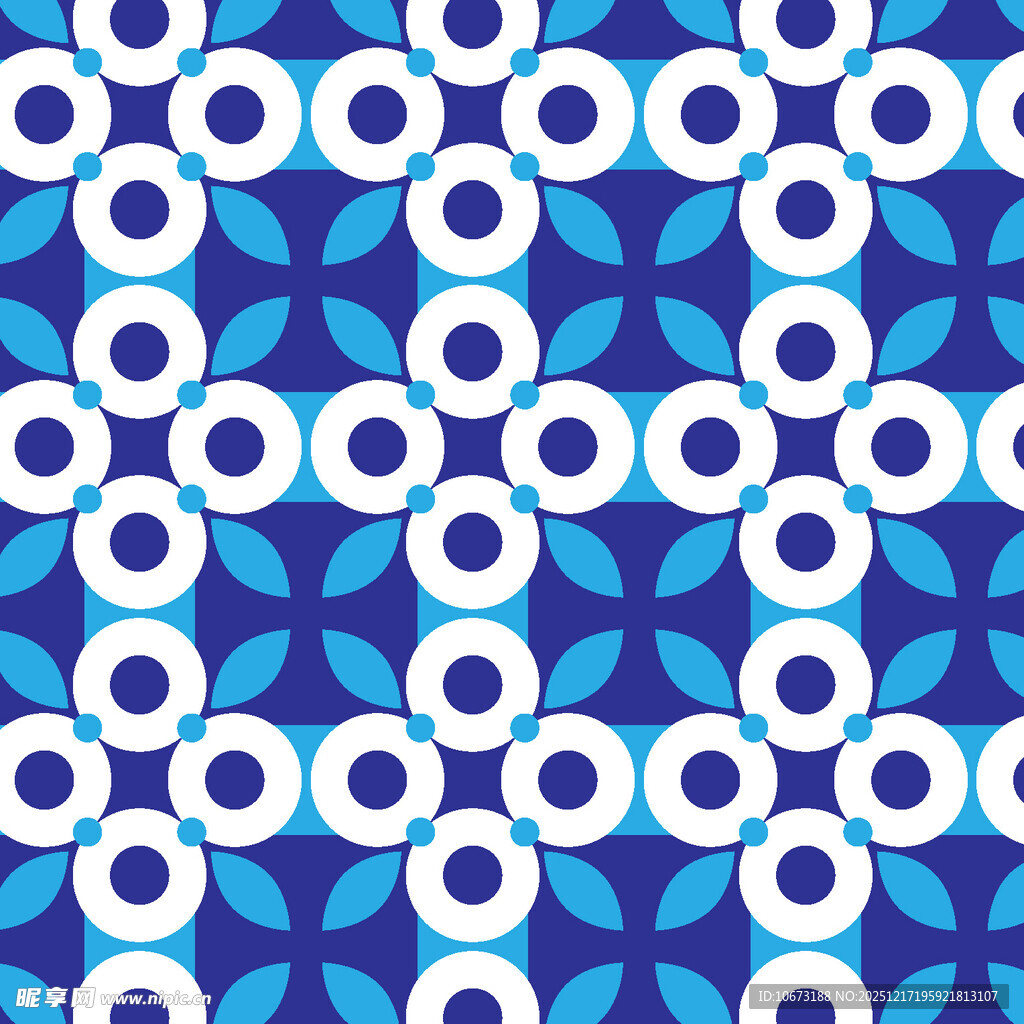 蓝白几何花卉图案背景