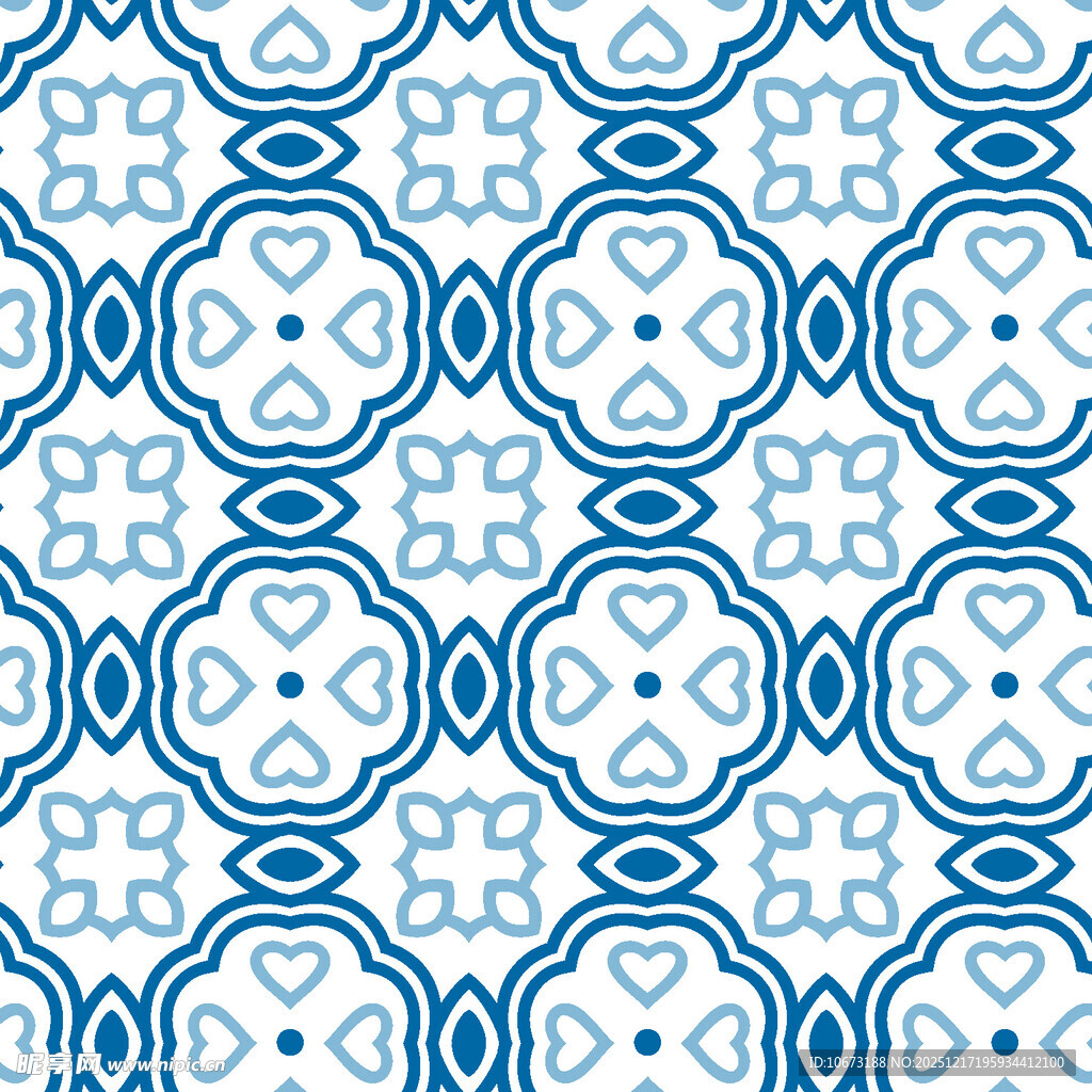 蓝白几何花纹图案