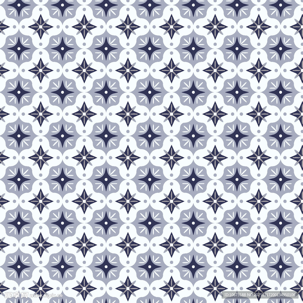 蓝白几何花纹瓷砖图案