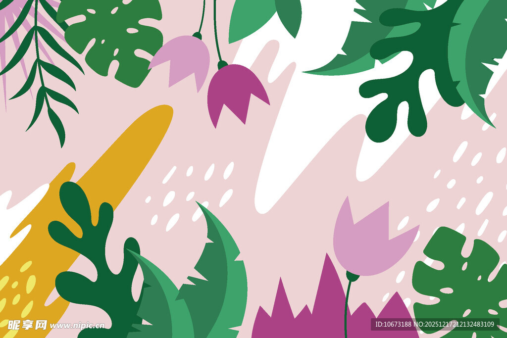 梦幻植物花卉插画背景