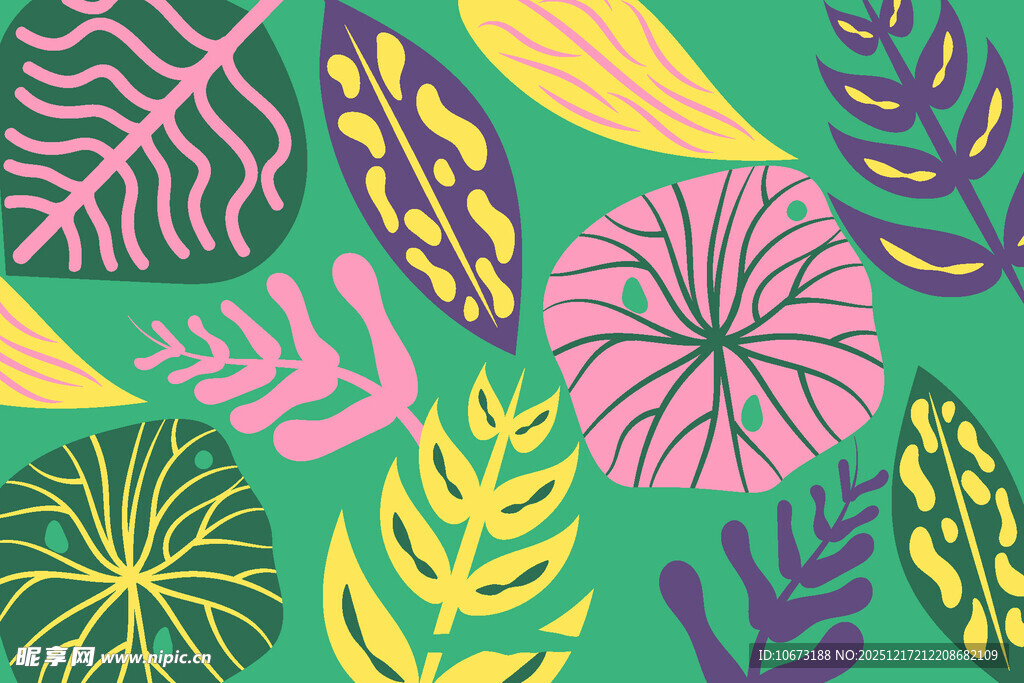 多彩植物图案背景设计