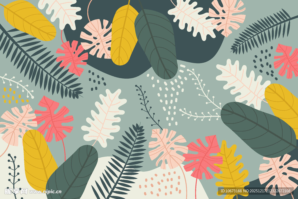 清新植物花卉图案背景