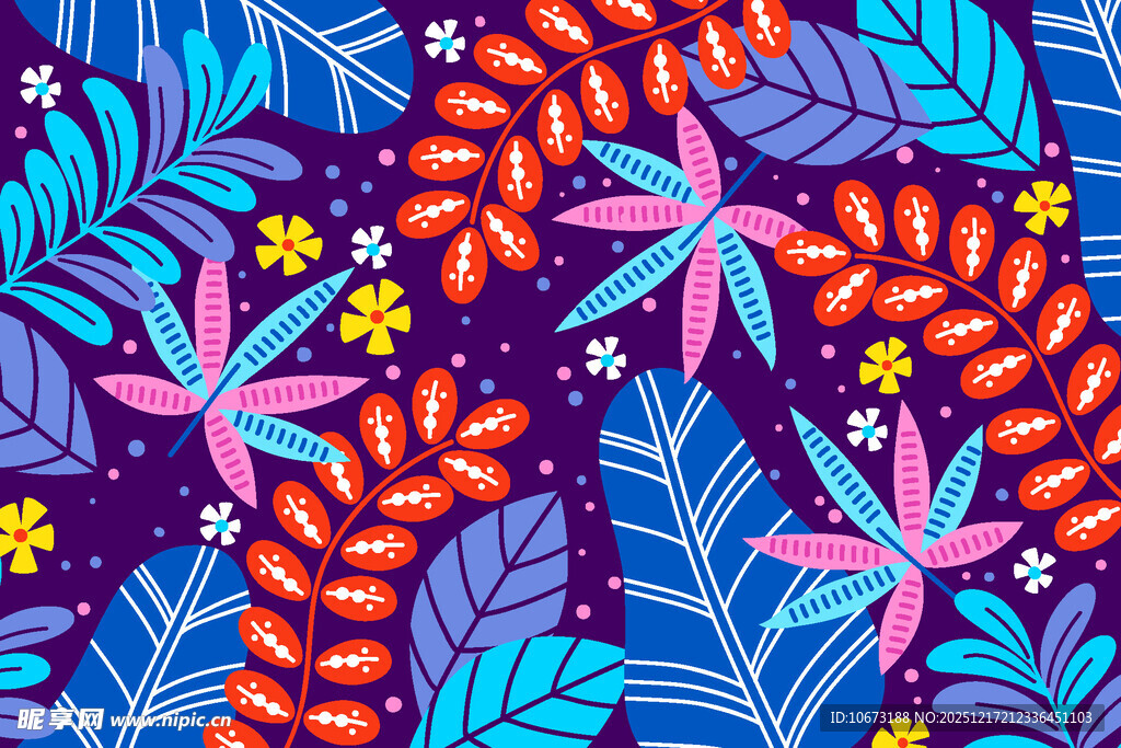 多彩植物花卉图案背景