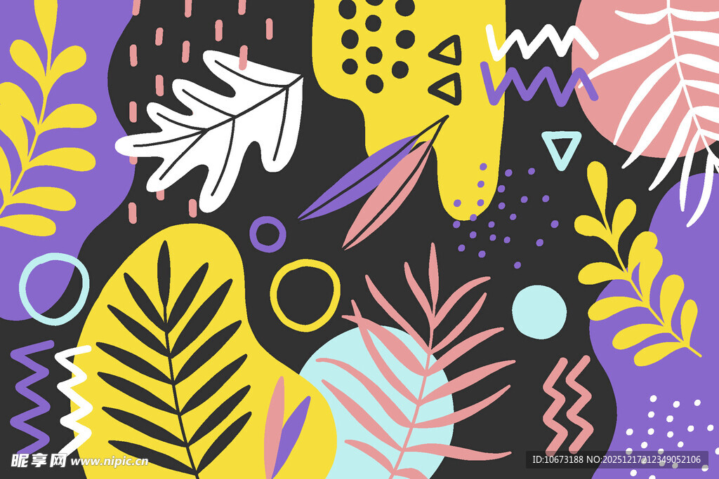 抽象几何植物图案背景