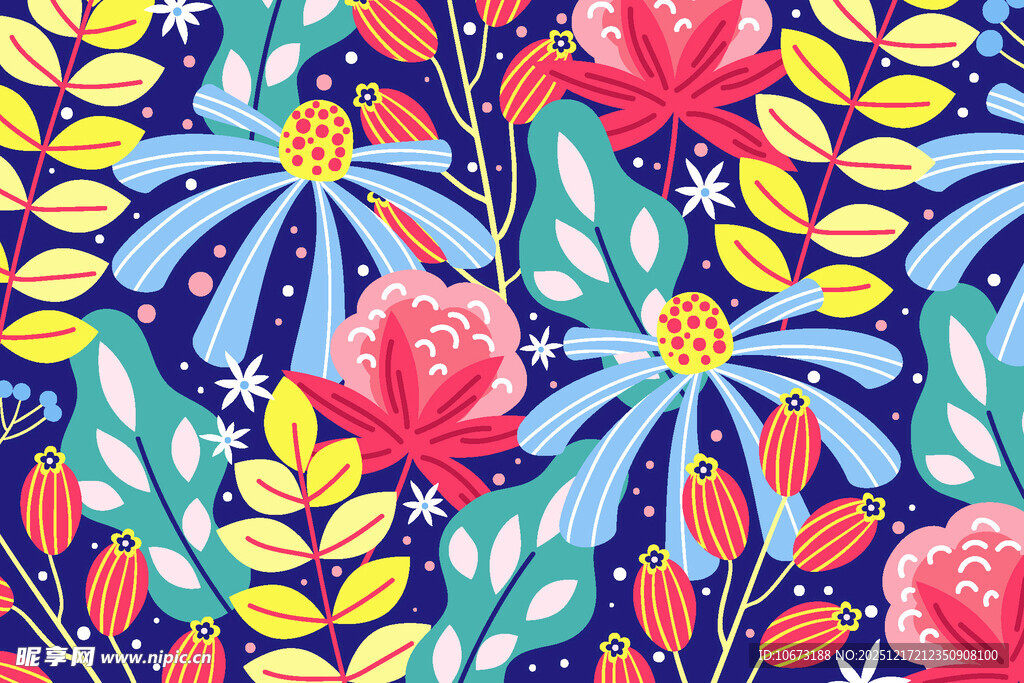多彩花卉图案背景设计