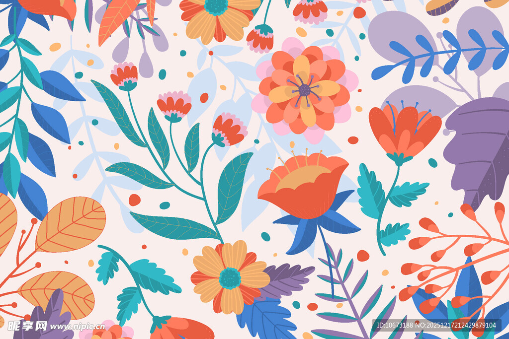 多彩花卉植物图案背景