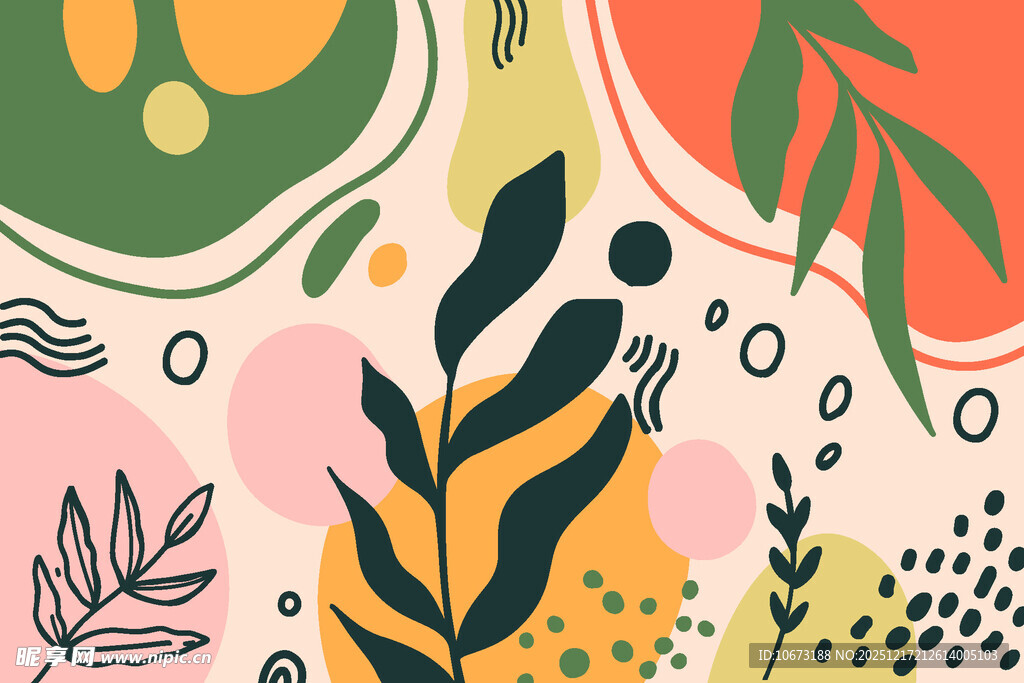 多彩植物图案背景