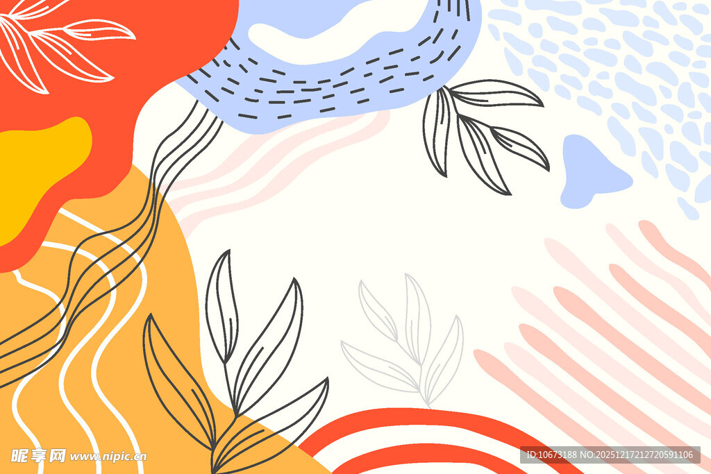 抽象多彩植物图案插画