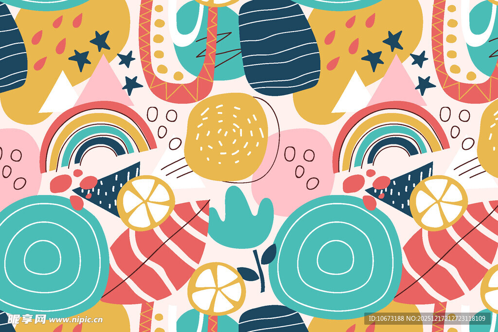 多彩卡通图案背景设计