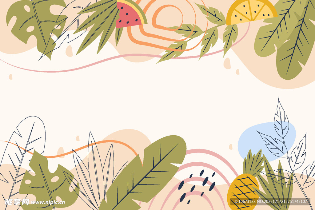 手绘清新植物装饰图案