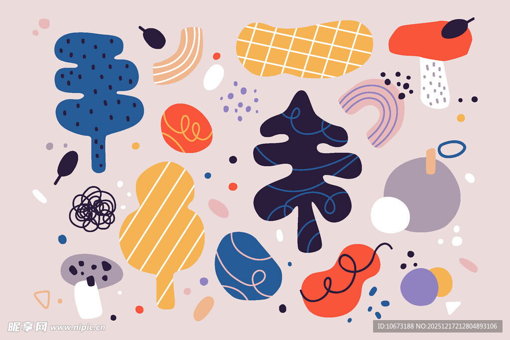 多彩卡通风格食物插画