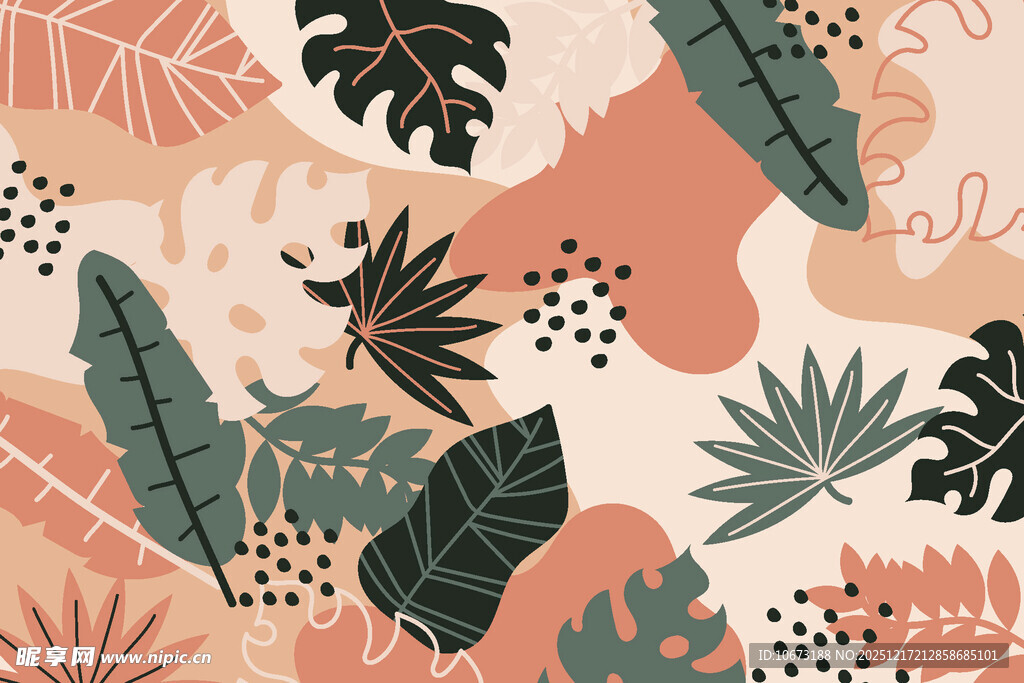 热带植物图案背景