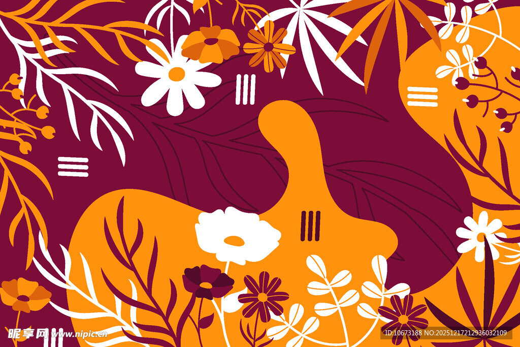 秋日花卉中的动物剪影