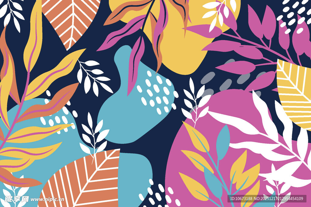多彩热带植物图案