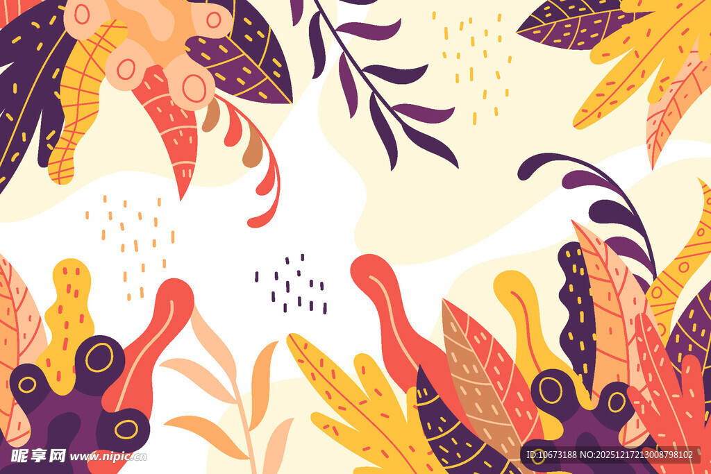 多彩花卉植物图案背景