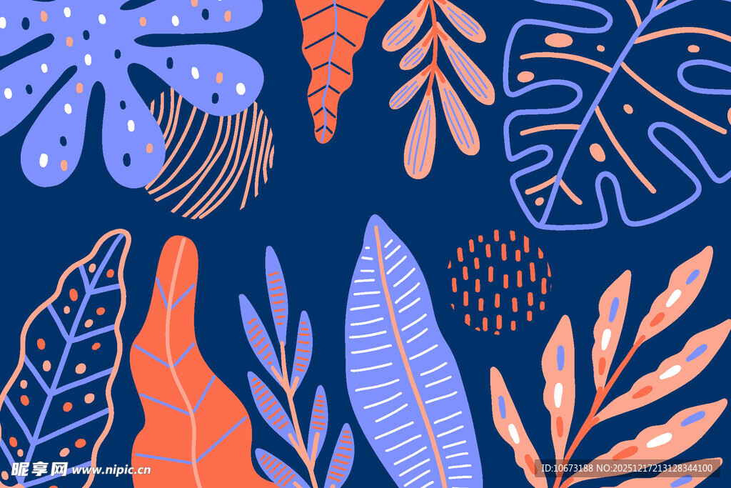 多彩植物图案背景设计