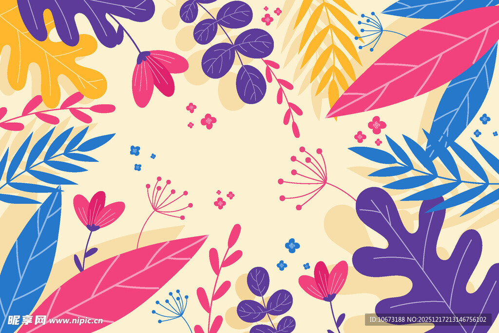多彩花卉植物图案背景