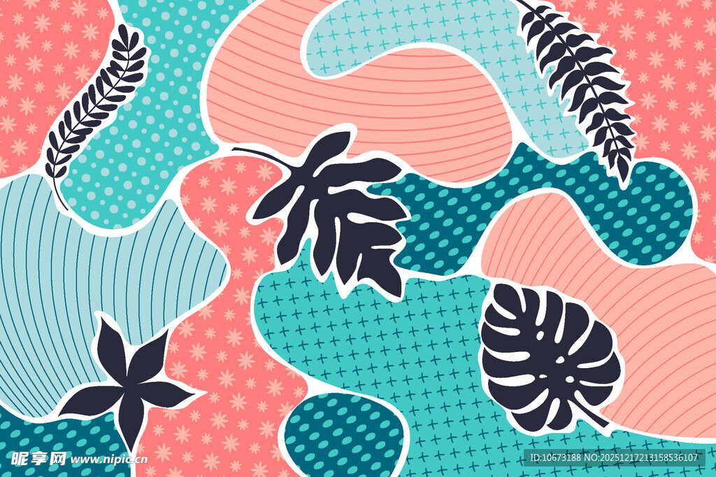 热带风植物图案背景