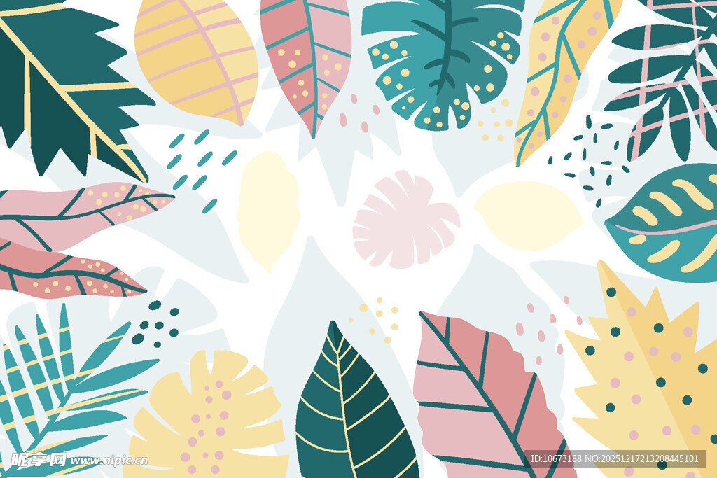 多彩叶片图案背景设计
