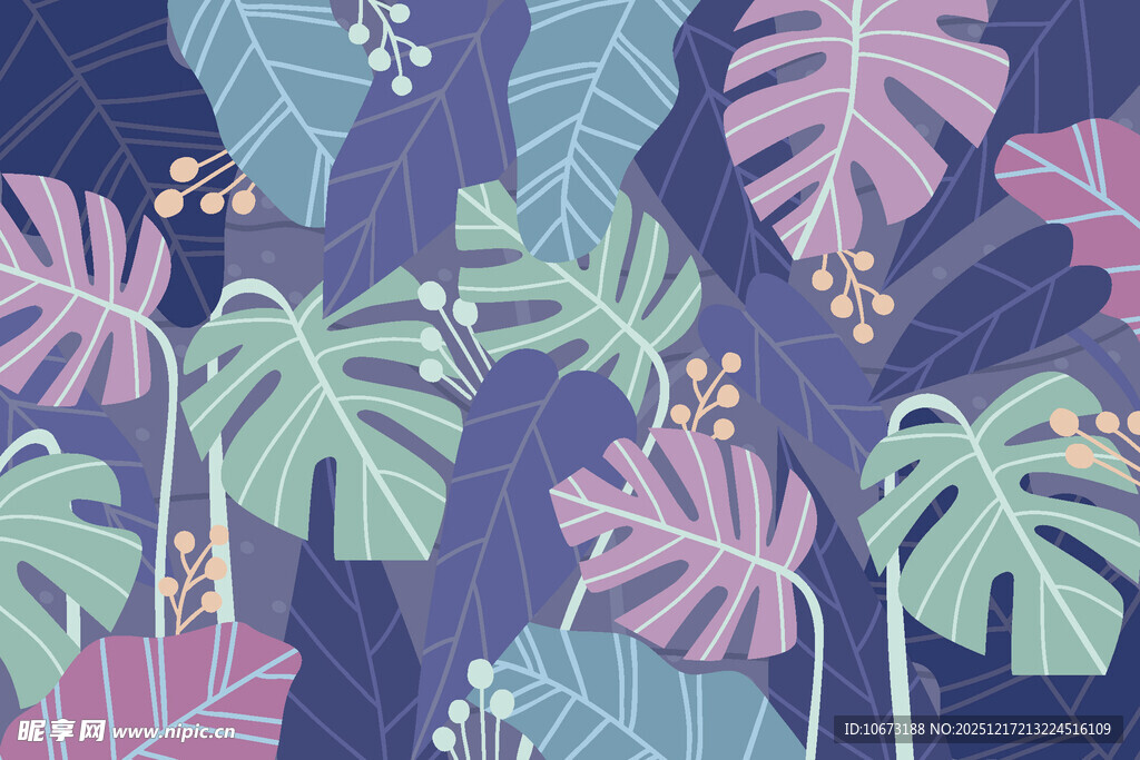 热带植物图案背景