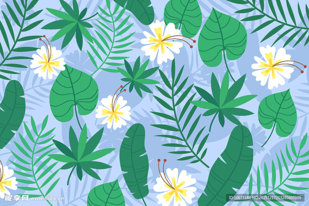 热带植物花卉图案背景