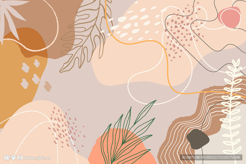 抽象植物图案背景插画