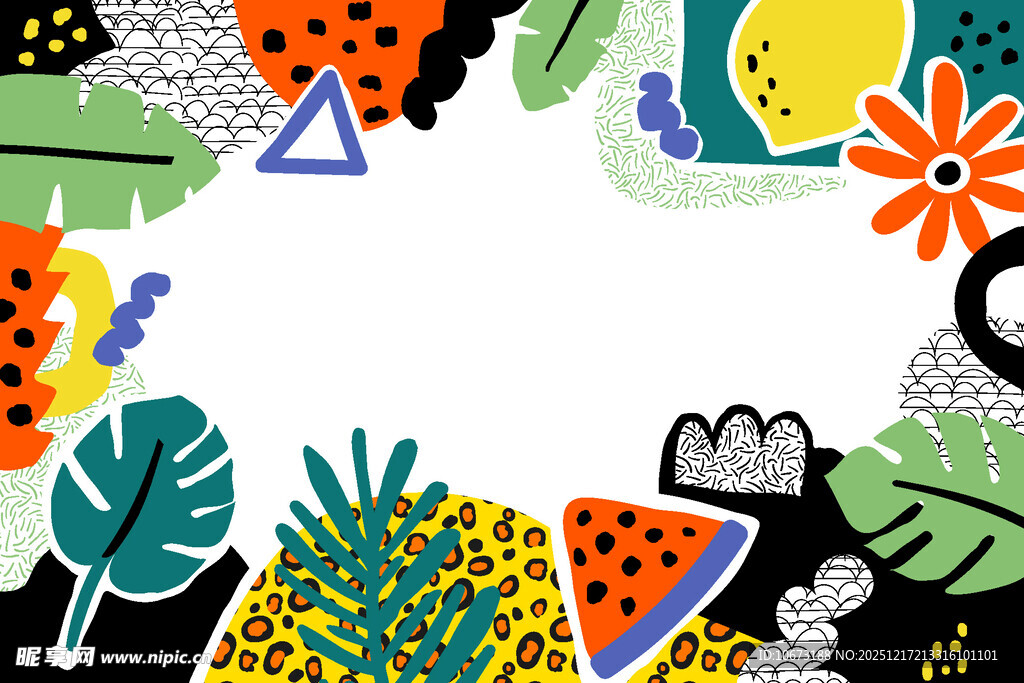 热带植物边框装饰图案