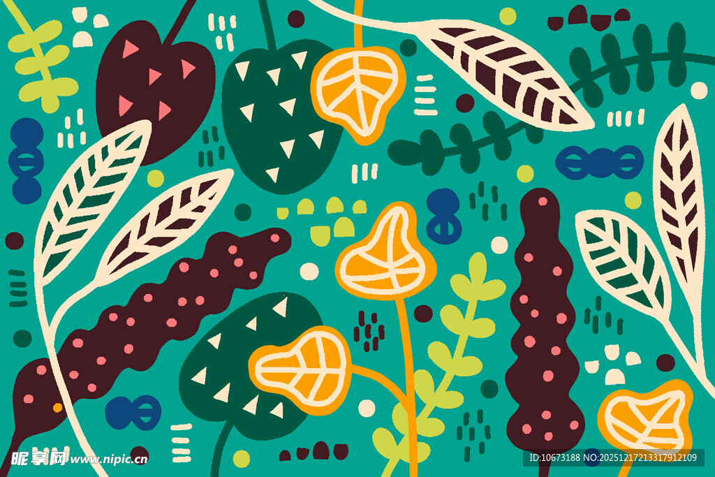 手绘植物花卉图案插画