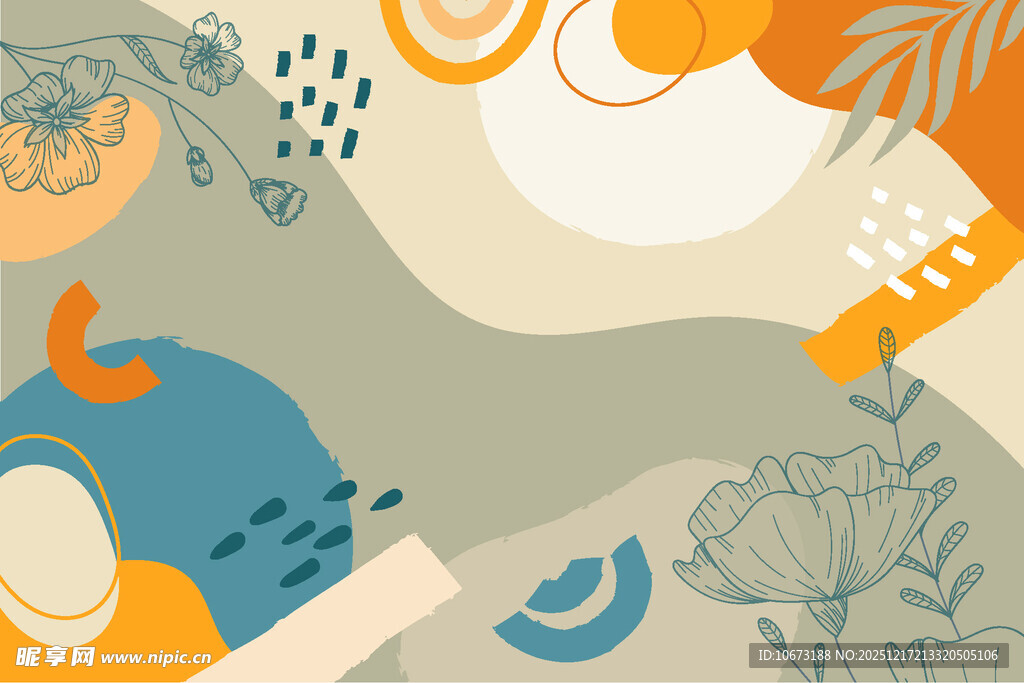 抽象几何植物图案背景