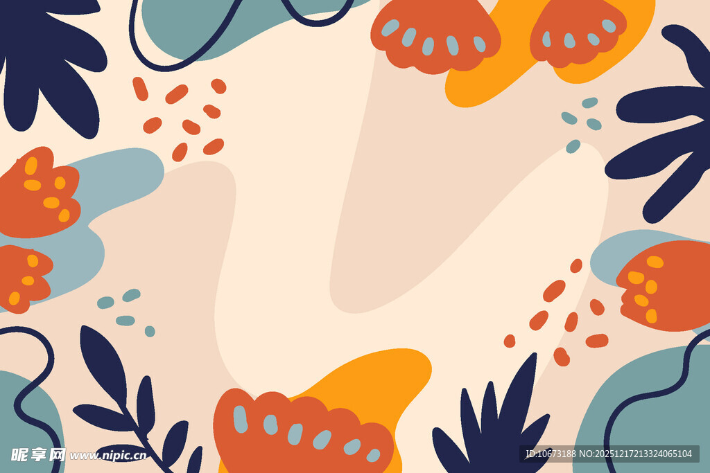 花卉环绕的抽象腿部插画