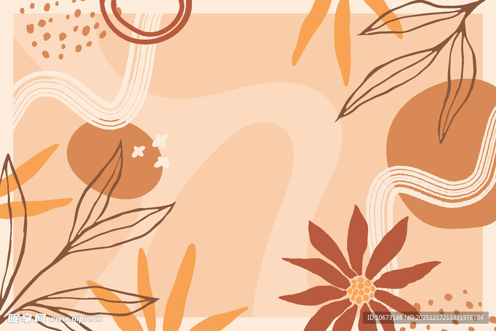 暖色调植物抽象图案背景