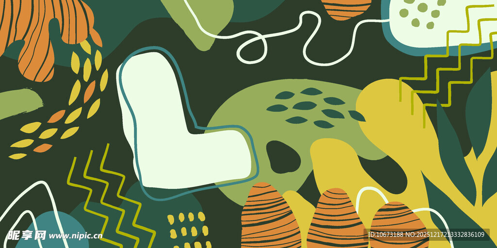 抽象几何动植物图案背景