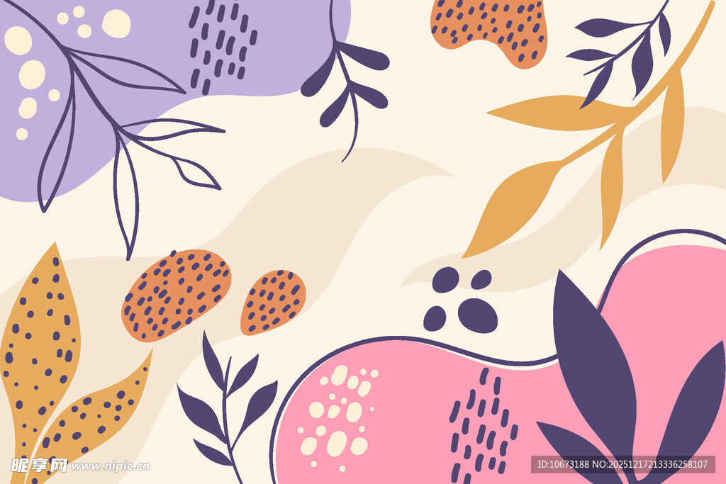 多彩花卉植物图案背景