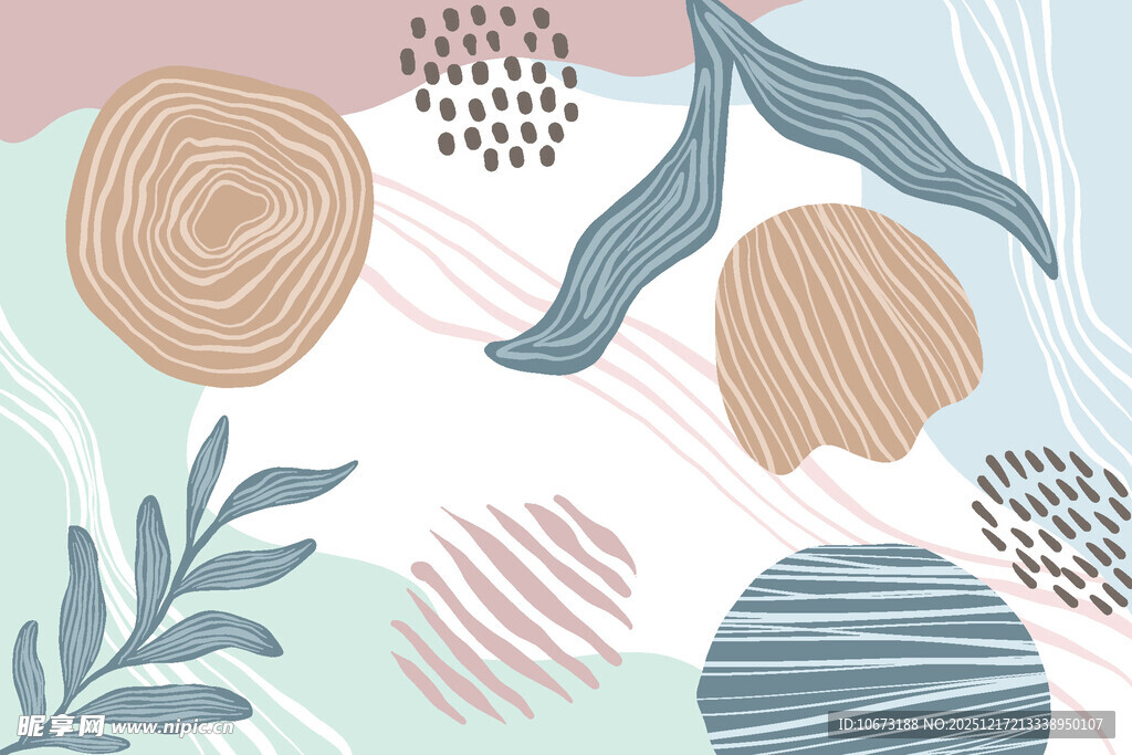 清新手绘植物图案元素