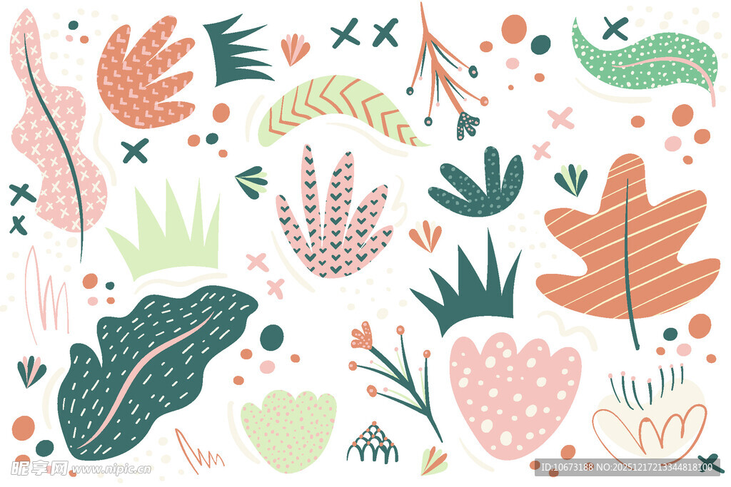 手绘多彩植物图案背景