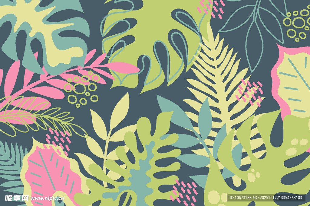 热带植物图案背景