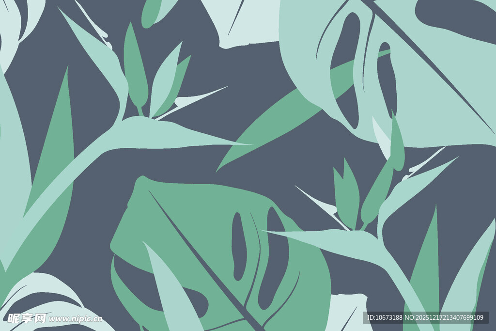 热带植物叶片图案背景