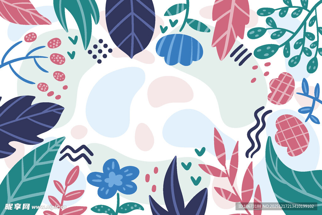 多彩花卉植物图案背景