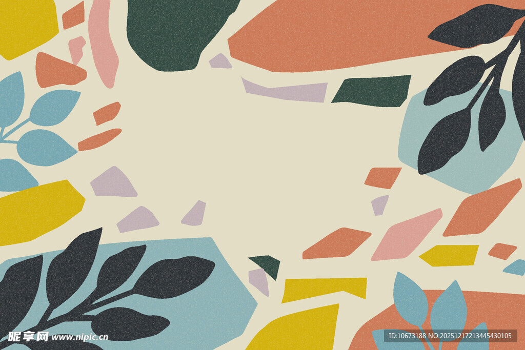 多彩植物图案背景纹理