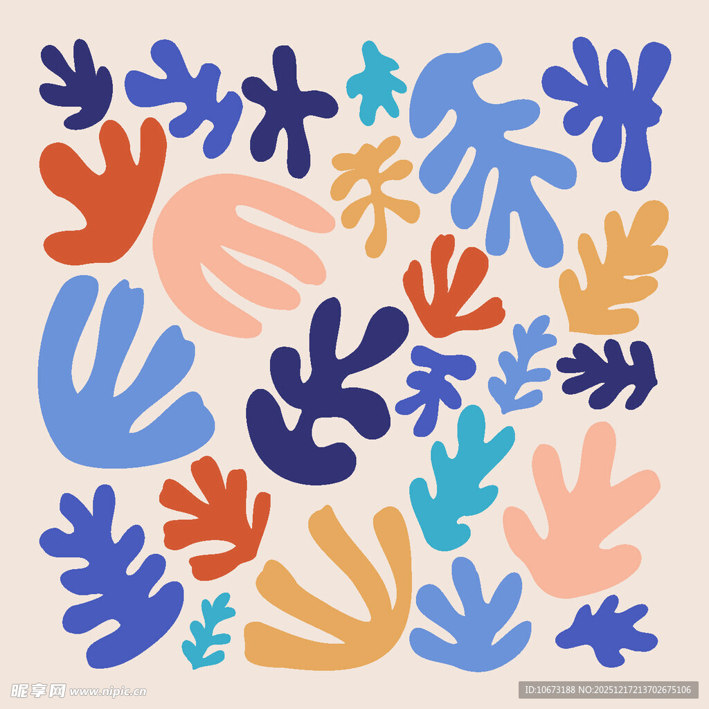 多彩抽象植物图案背景